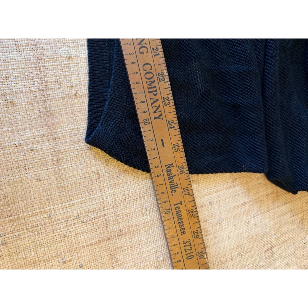 DKNY Womens Oversized 100% Tussah Silk Net Mesh V-Neck Top Navy Blue Small - Picture 9 of 9